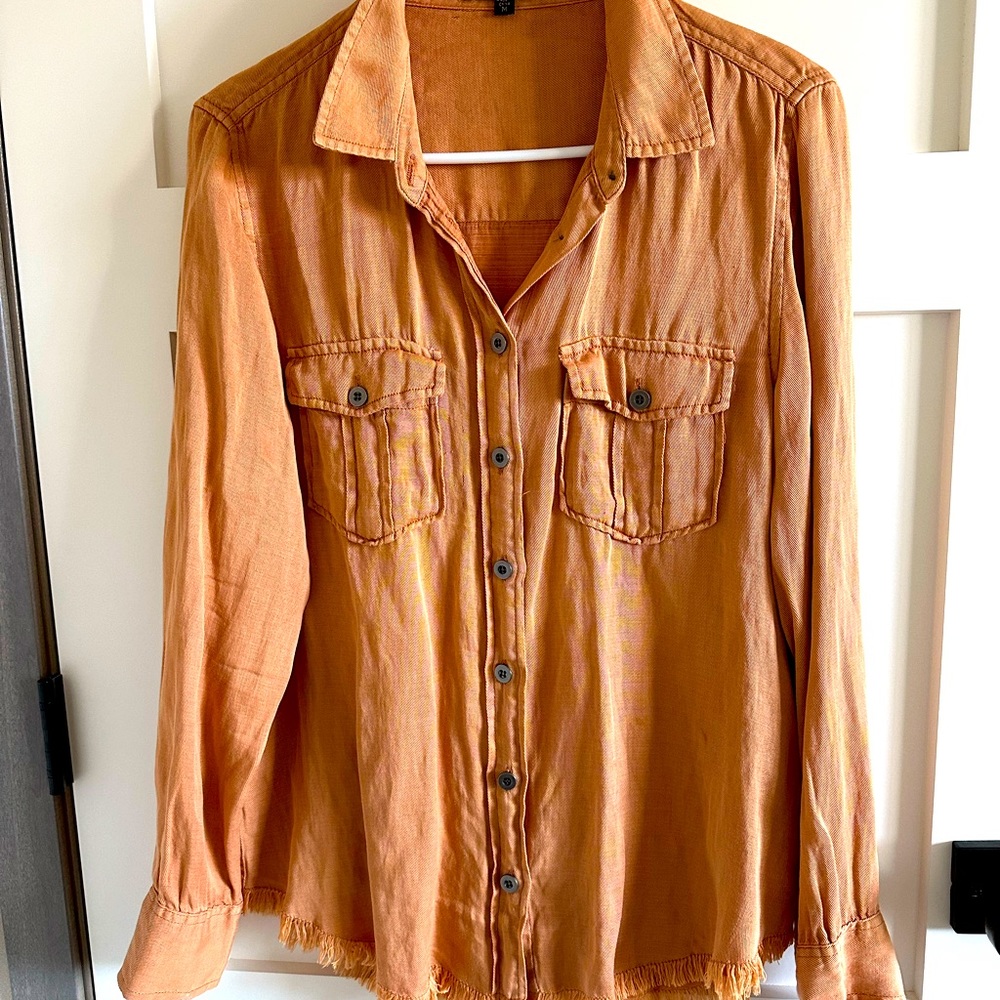 NWOT Copper blouse with frayed hem